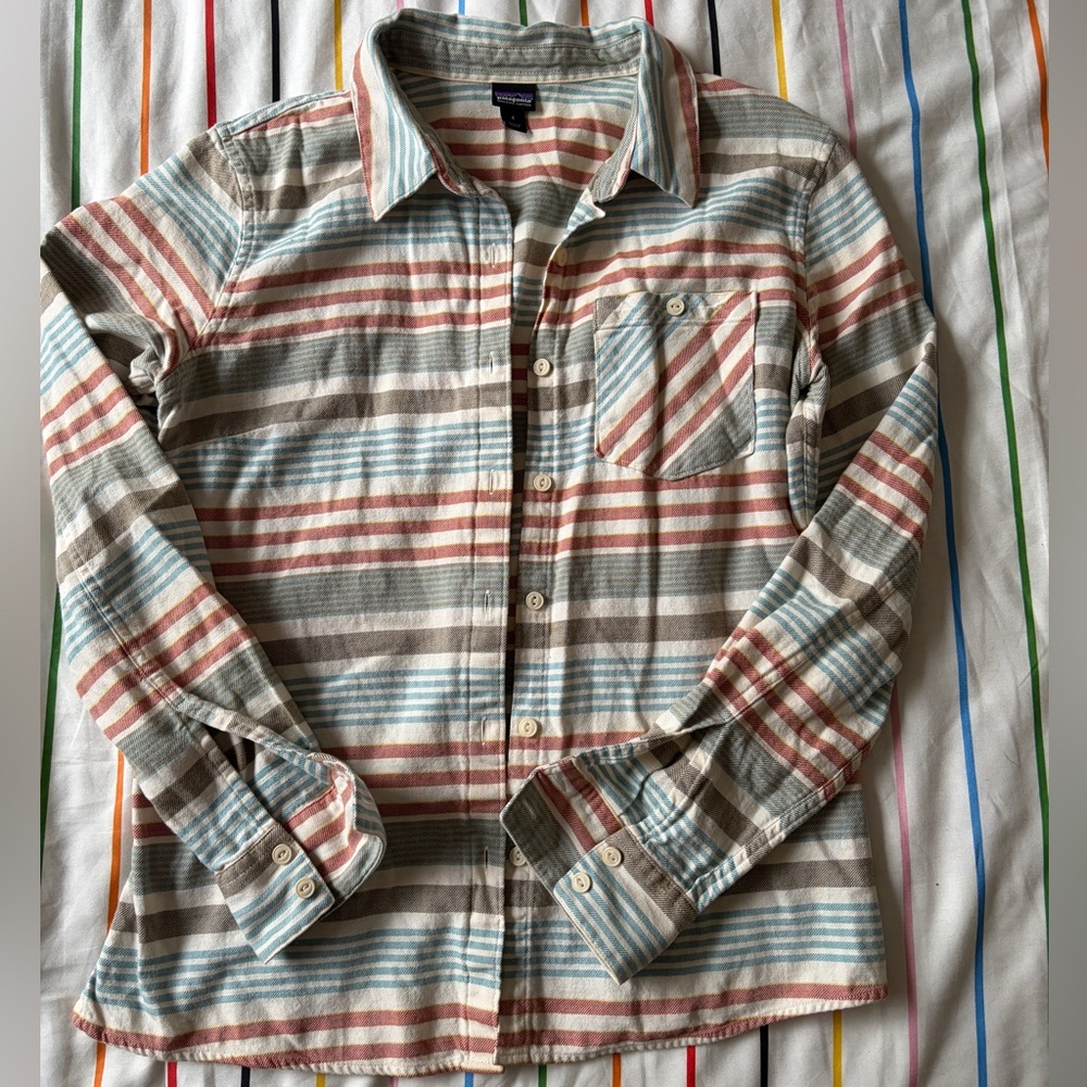 Patagonia Organic Cotton Striped Shirt - Red, Blue, Tan